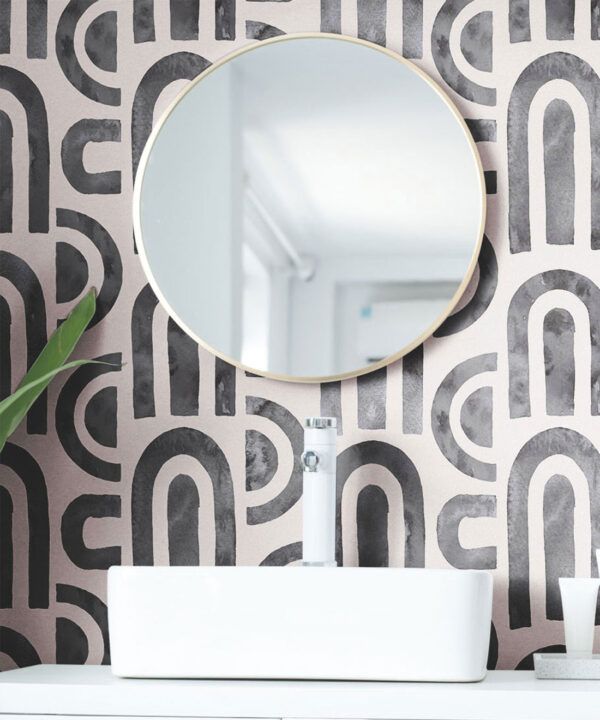 Formes Deux Wallpaper • Charcoal Light Beige • Insitu Sink