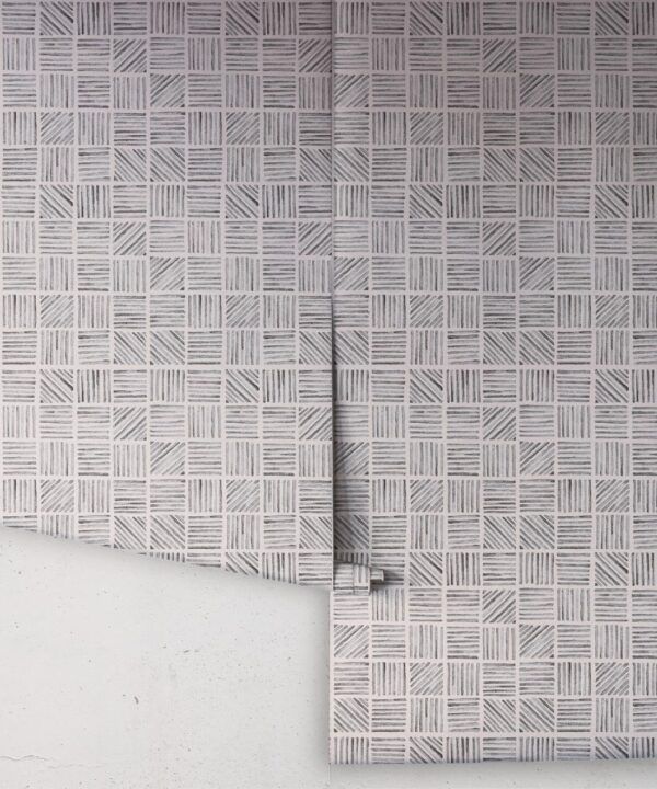 Lignes Deux Wallpaper • Charcoal Light Beige • Rolls