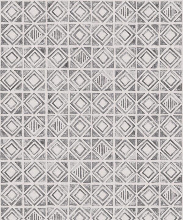 Tuile Wallpaper • Charcoal White • Swatch