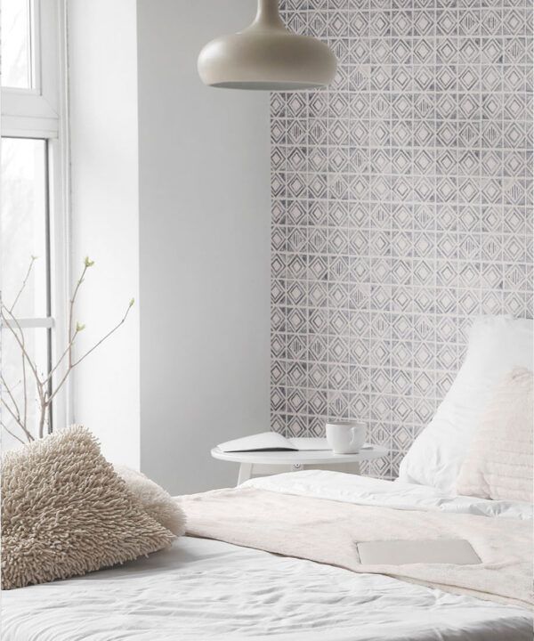 Tuile Wallpaper • Charcoal White • Insitu