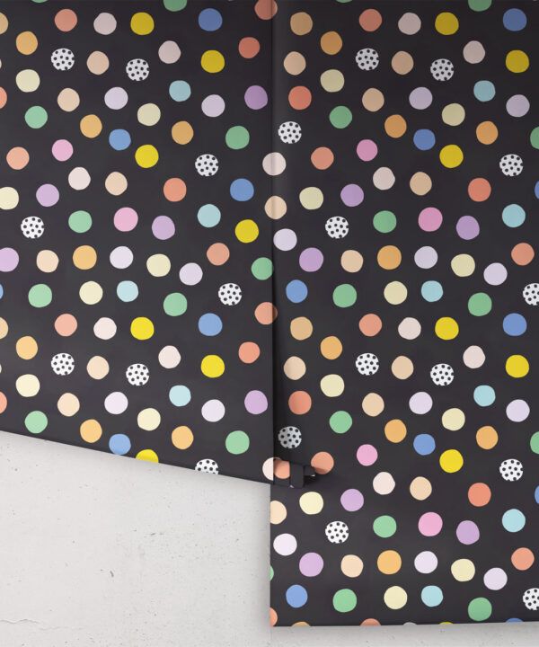 Happy Confetti Wallpaper • Black • Rolls