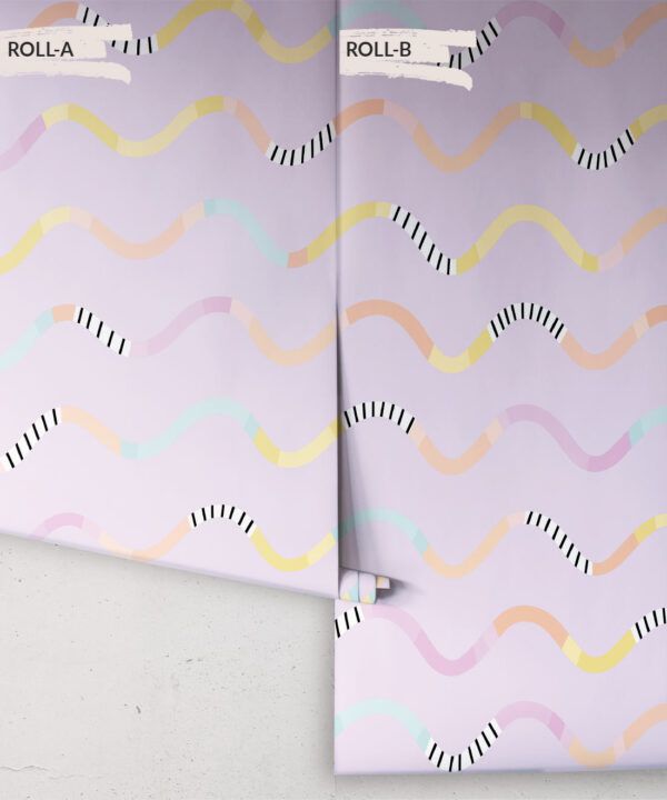 Happy Waves Wallpaper • Lilac • Rolls