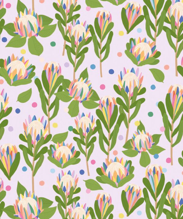 Protea Party Wallpaper • Fruity Lilac • Swatch