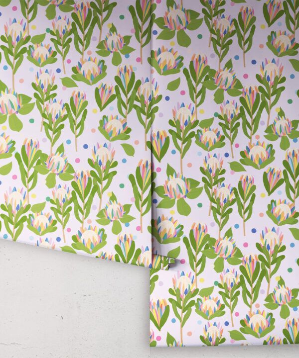 Protea Party Wallpaper • Fruity Lilac • Rolls