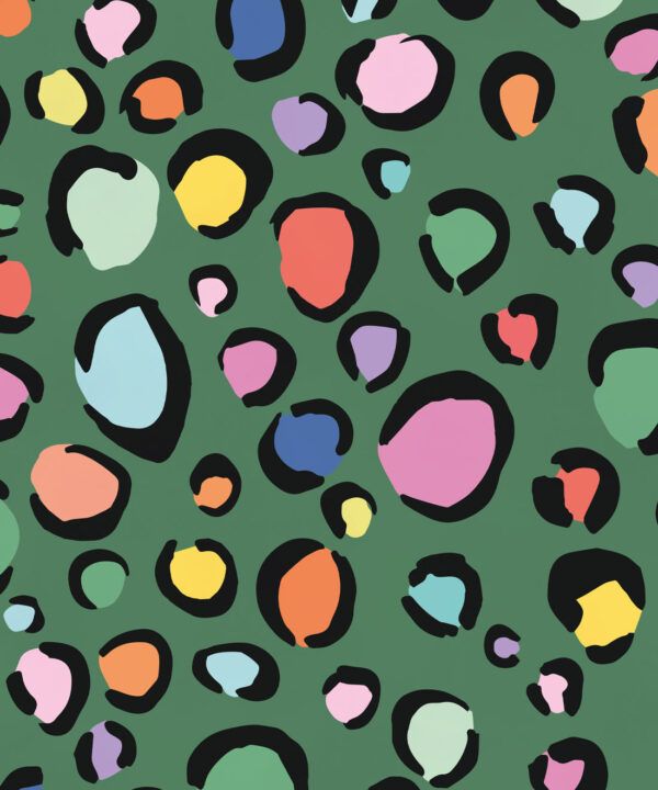 Rainbow Leopard Wallpaper • Deep Green • Swatch