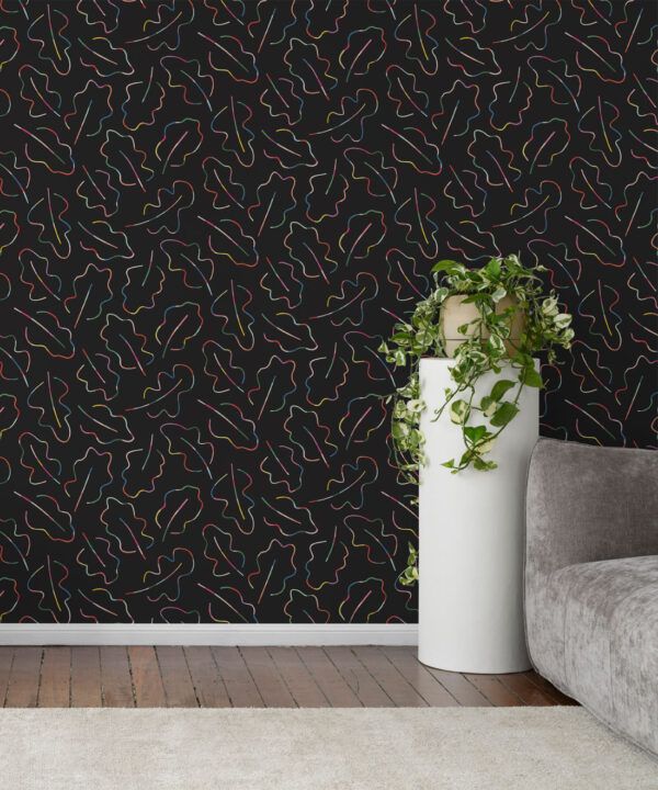 Spring Leaves Wallpaper • Black • Insitu
