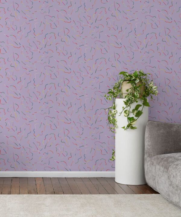 Spring Leaves Wallpaper • Lilac • Insitu