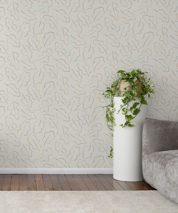 Spring Leaves Wallpaper • Pastel Ivory • Insitu