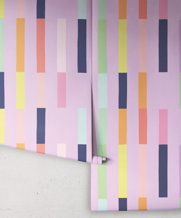 Sweet Rainbow Stripe Wallpaper • Lavender • Rolls