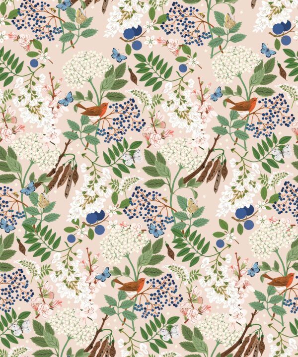 Sparrows Wallpaper • Blossom • Swatch