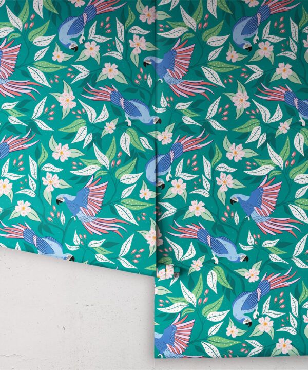 Parrot Wallpaper • Summer Green • Rolls