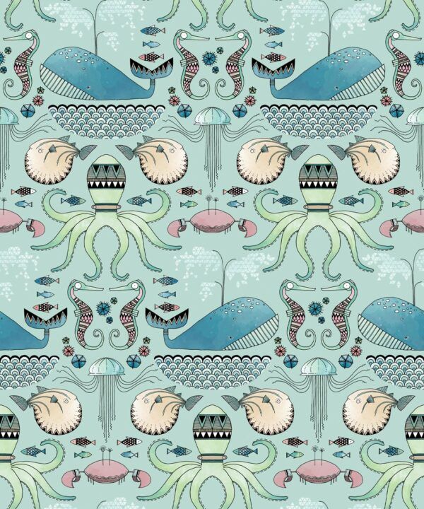Under the Sea Wallpaper • Blue • Swatch