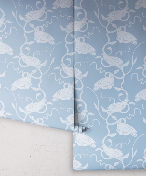 Birds on Vines Wallpaper • Blue • Rolls