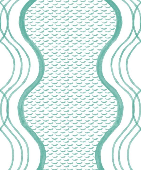 Wavy Lines Wallpaper • Green • Swatch