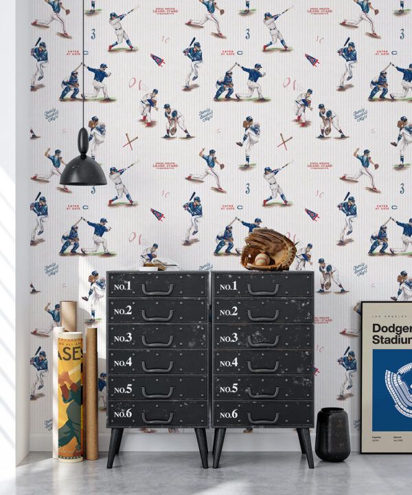 Baseball Wallpaper • Blue Crew • Bedroom