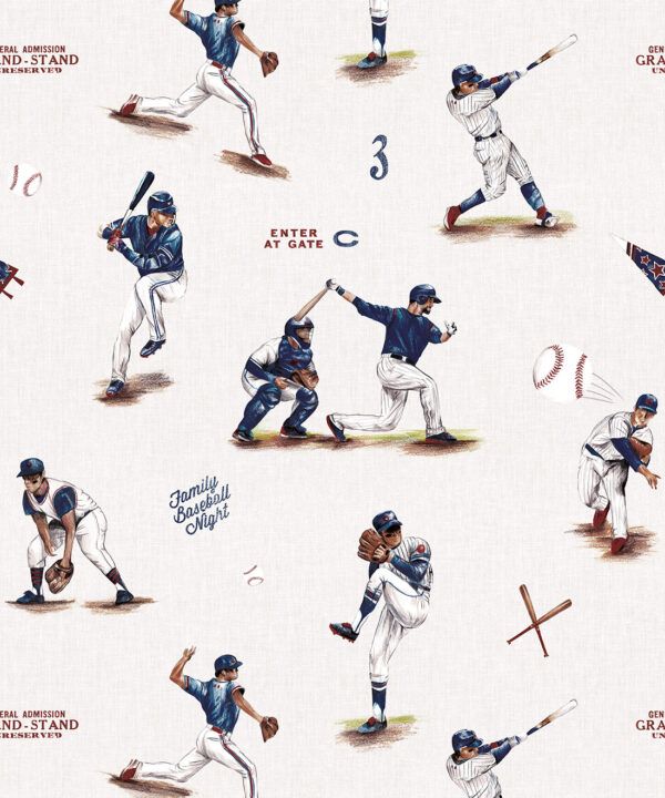 Baseball Wallpaper • Carmine • Swatch