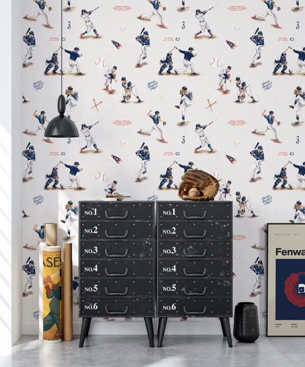 Baseball Wallpaper • Carmine • Bedroom