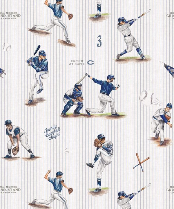 Baseball Wallpaper • Pinstripes • Swatch