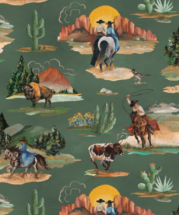 Frontier Wallpaper - Colorway: Evergreen - Swatch