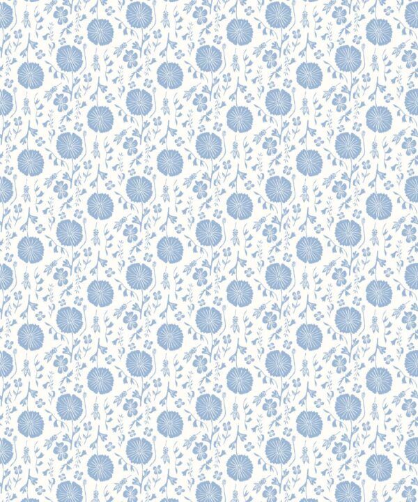 In The Bloom Collection - Wallpaper Republic - Meadow Dreams Wallpaper - Colorway: Blue - Swatch