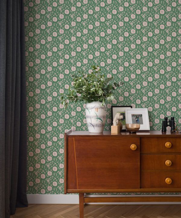 In The Bloom Collection - Wallpaper Republic - Meadow Dreams Wallpaper - Colorway: Forest - Insitu