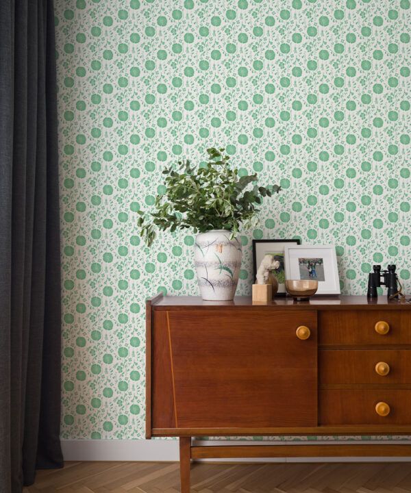 In The Bloom Collection - Wallpaper Republic - Meadow Dreams Wallpaper - Colorway: Green - Insitu