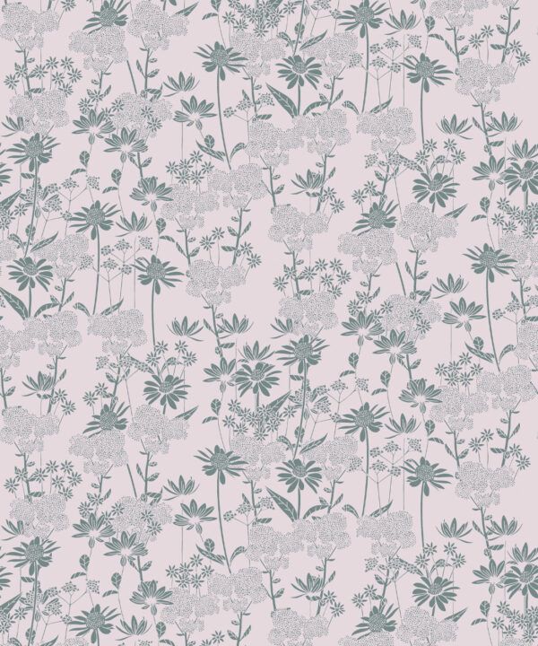 In The Bloom Collection - Wallpaper Republic - London Street Flowers Wallpaper - Colorway: Moss - Swatch