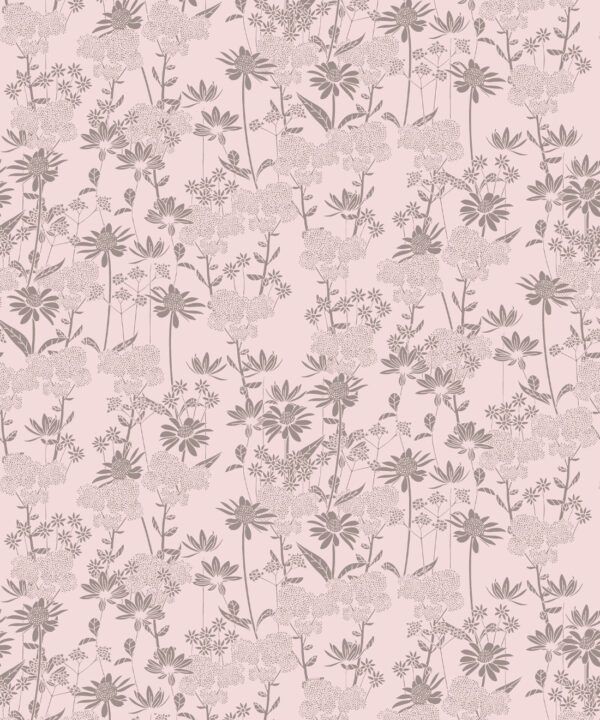 In The Bloom Collection - Wallpaper Republic - London Street Flowers Wallpaper - Colorway: Muted Pink - Swatch