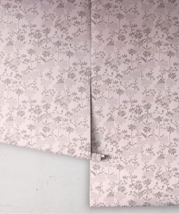 In The Bloom Collection - Wallpaper Republic - London Street Flowers Wallpaper - Colorway: Muted Pink - Rolls