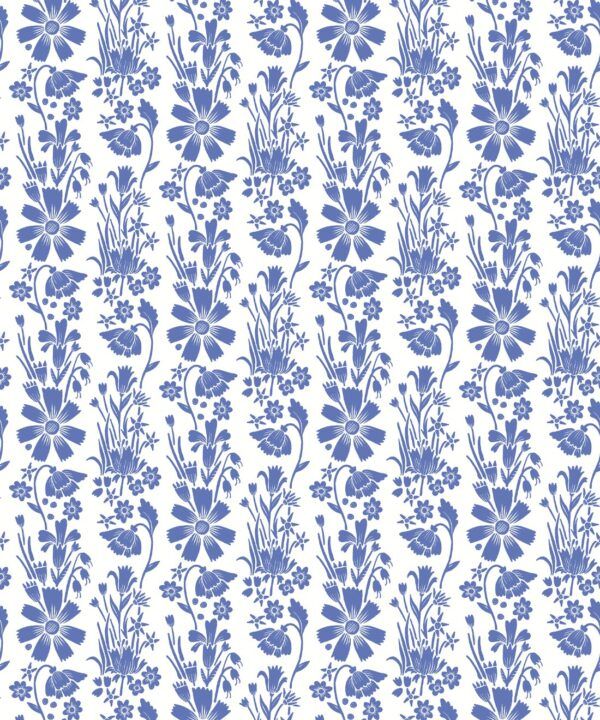 In The Bloom Collection - Wallpaper Republic - Corsage Wallpaper - Colorway: Cornflower - Swatch