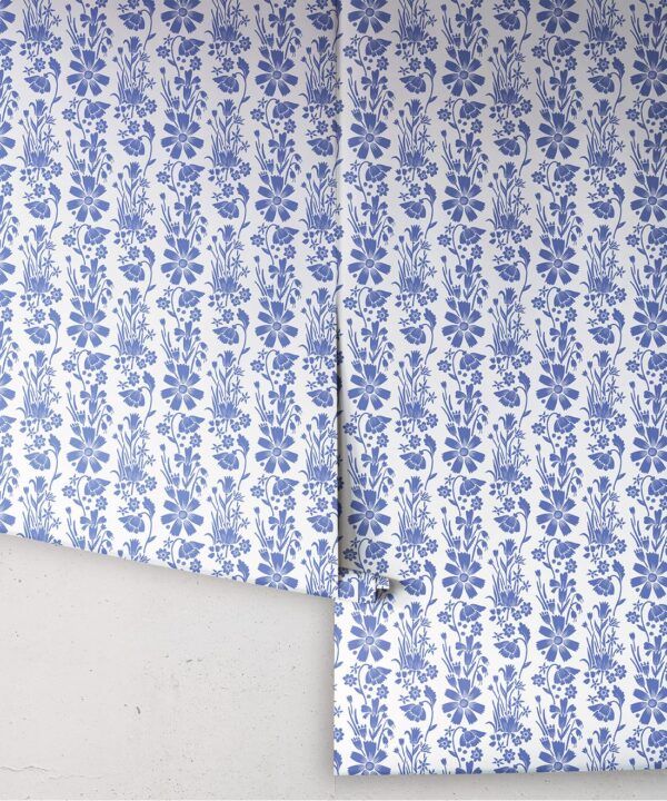 In The Bloom Collection - Wallpaper Republic - Corsage Wallpaper - Colorway: Cornflower Blue - Rolls