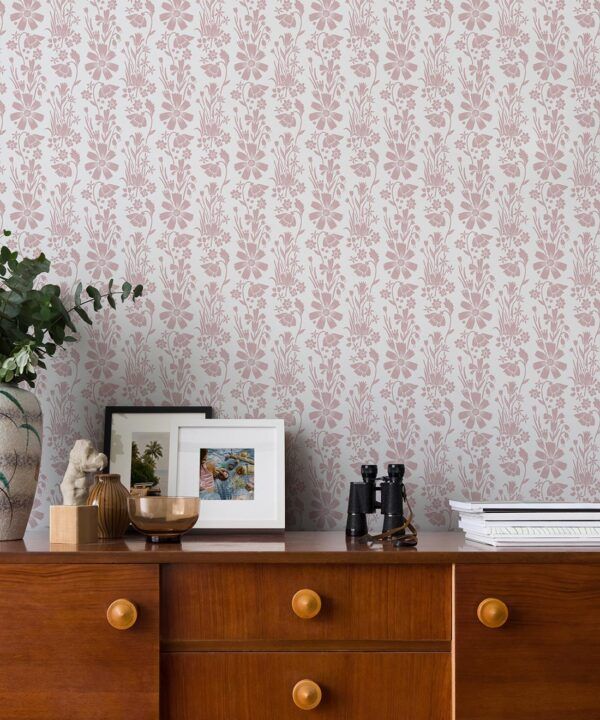 In The Bloom Collection - Wallpaper Republic - Corsage Wallpaper - Colorway: Corsage Rose - Insitu