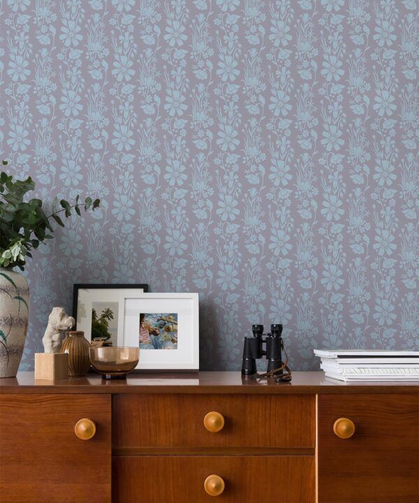 In The Bloom Collection - Wallpaper Republic - Corsage Wallpaper - Colorway: Corsage Sky - Insitu