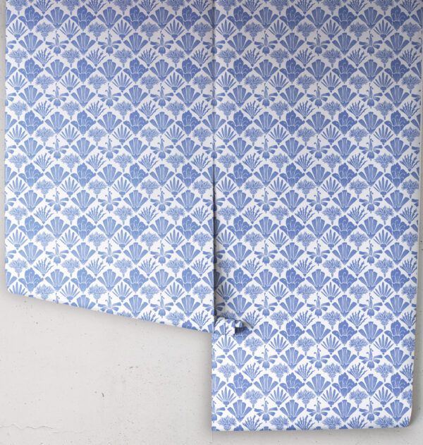 In The Bloom Collection - Wallpaper Republic - Fanned Flowers Wallpaper - Colorway: Blue - Rolls