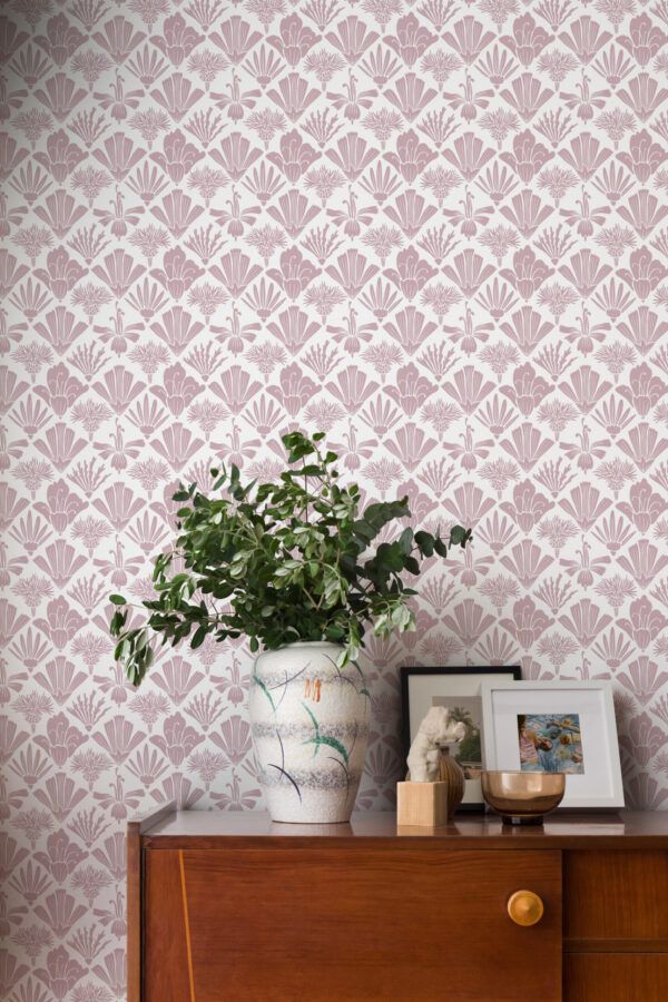 In The Bloom Collection - Wallpaper Republic - Fanned Flowers Wallpaper - Colorway: Rose - Insitu