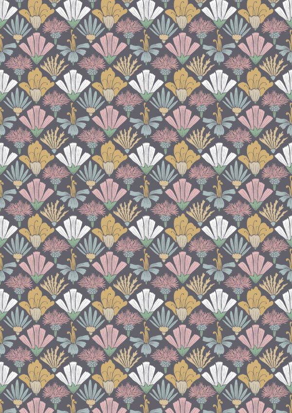 In The Bloom Collection - Wallpaper Republic - Fanned Flowers Wallpaper - Colorway: Multi - Swatch