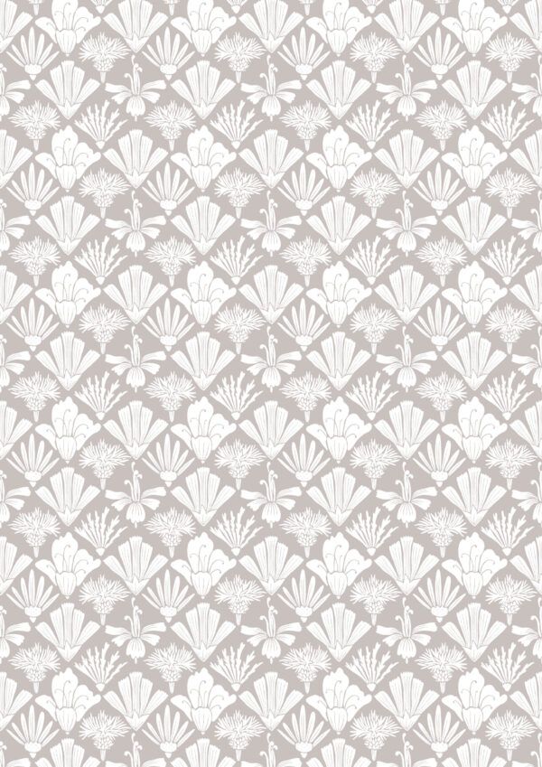 In The Bloom Collection - Wallpaper Republic - Fanned Flowers Wallpaper - Colorway: Taupe - Swatch