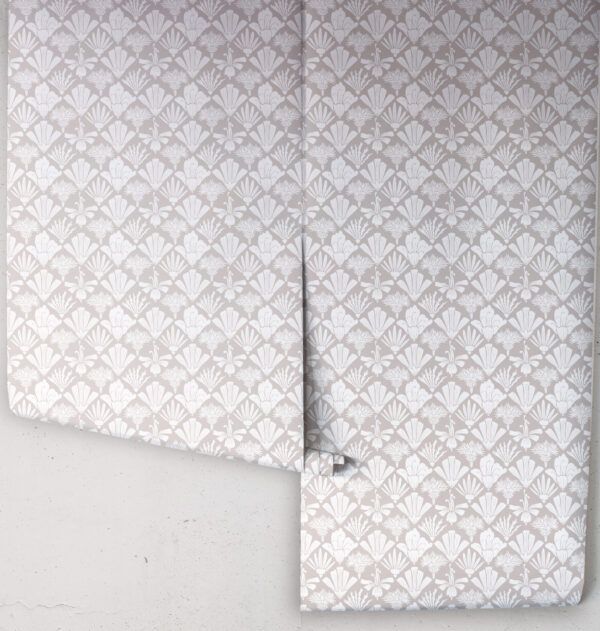 In The Bloom Collection - Wallpaper Republic - Fanned Flowers Wallpaper - Colorway: Taupe - Rolls
