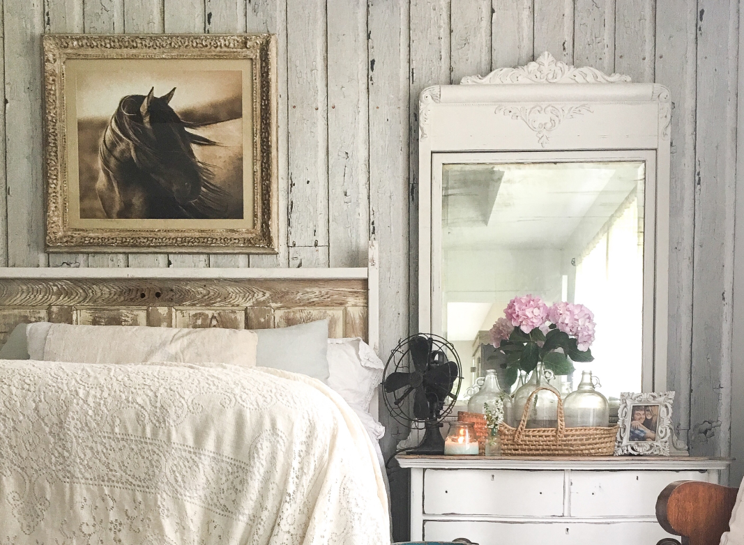 Queensland Weatherboards Wallpaper • Timber Wallpaper • Wood Wallpaper in a country style bedroom.
