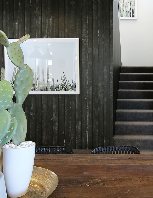 Black Wooden Boards Column Insitu