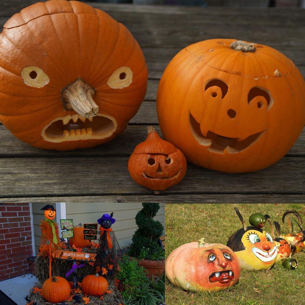 decorated pumpkins for halloween including carved, painted and uncarved