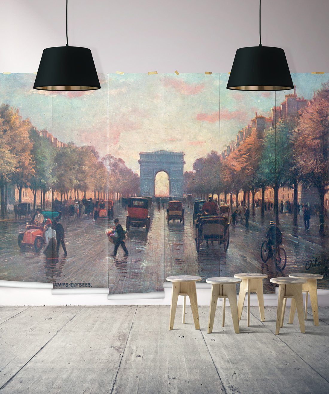 Champs Elysees is a french scene mural