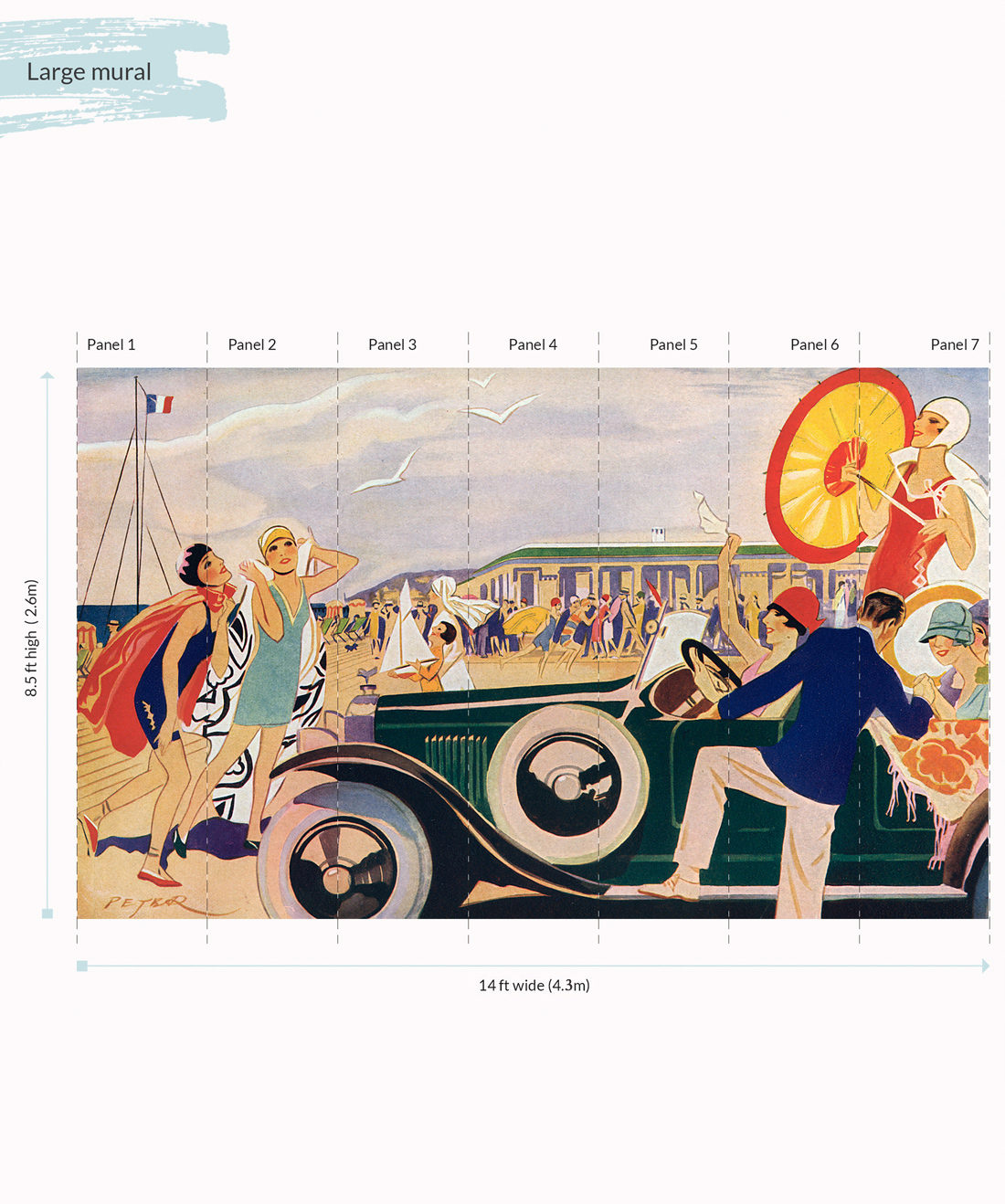 French Riviera Mural - Large