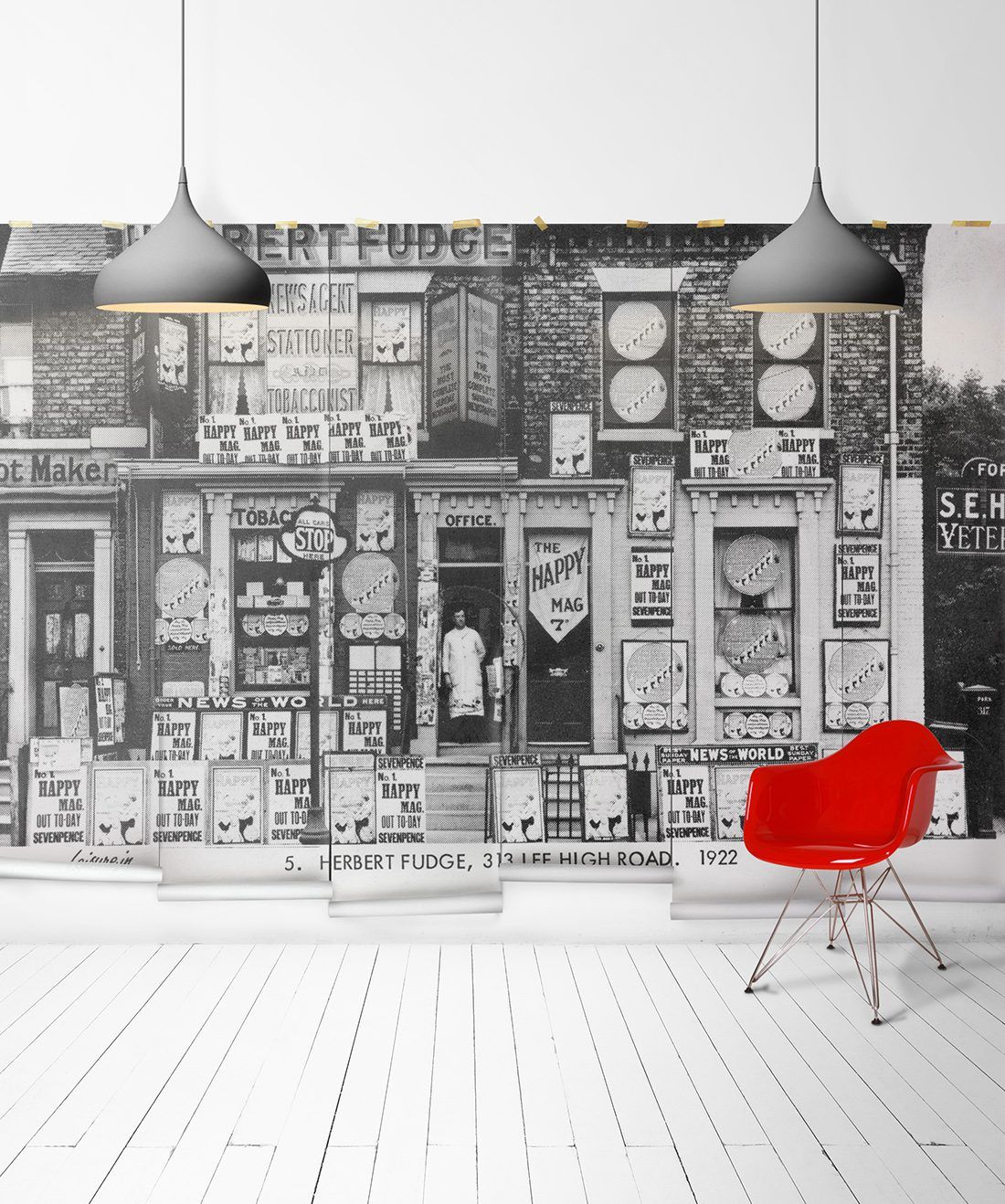 Herberts Off License is a black and white wall mural