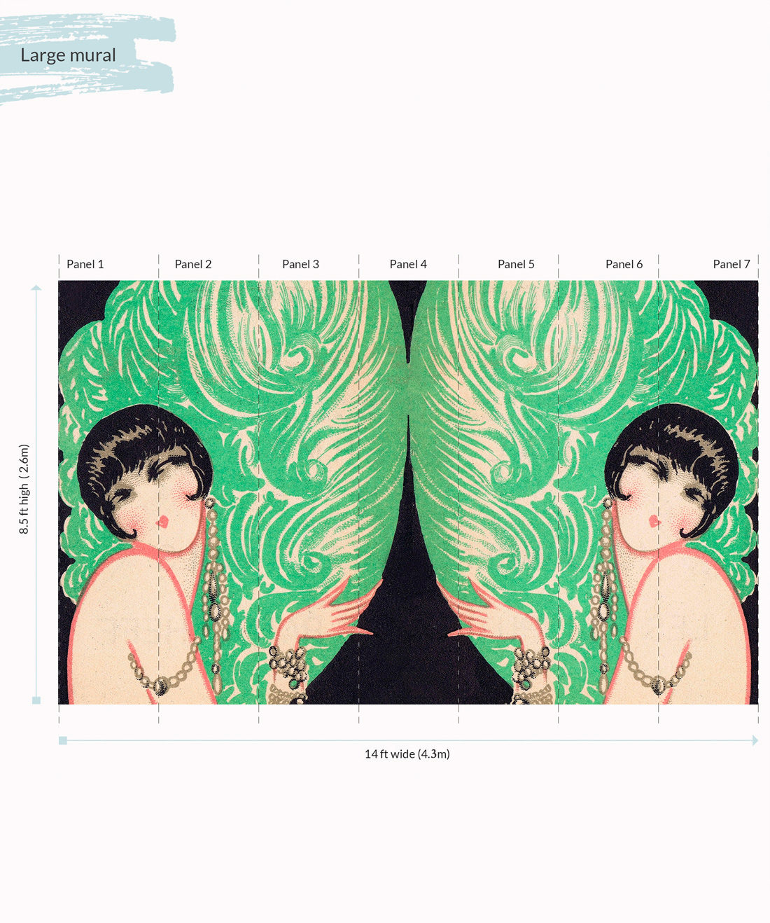 Mirrored Burlesque Wall Mural - Large