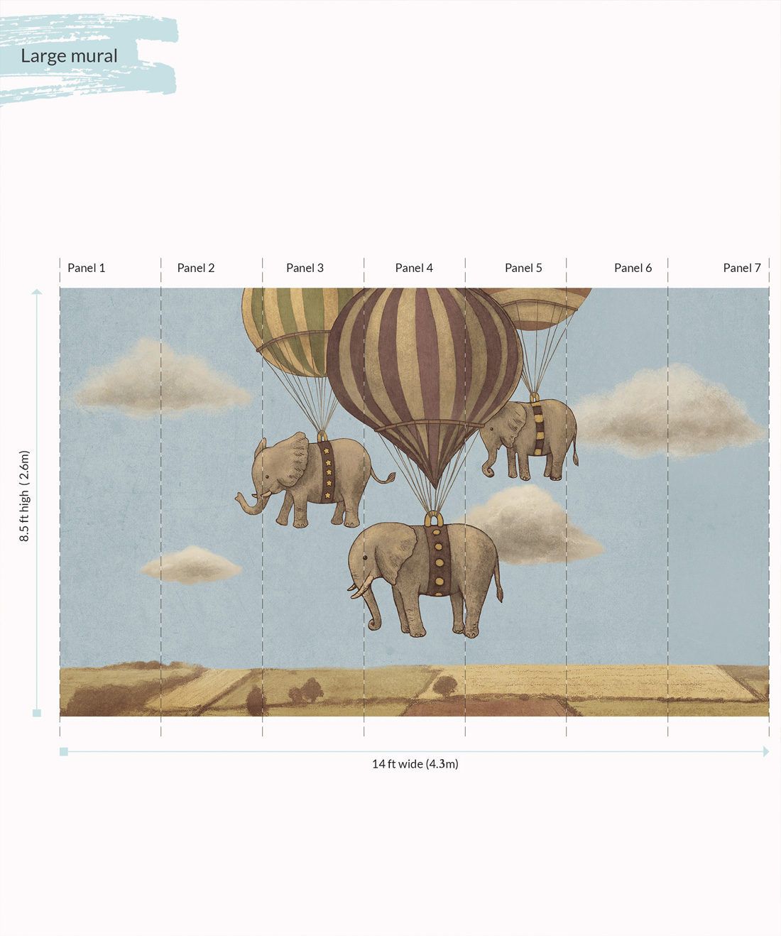 Flight of the Elephants Wall Mural - Large