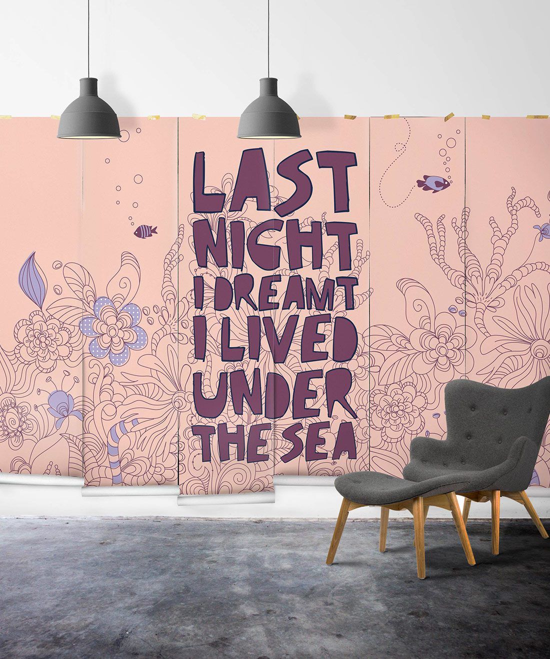 Under The Sea is a pink & purple wall mural