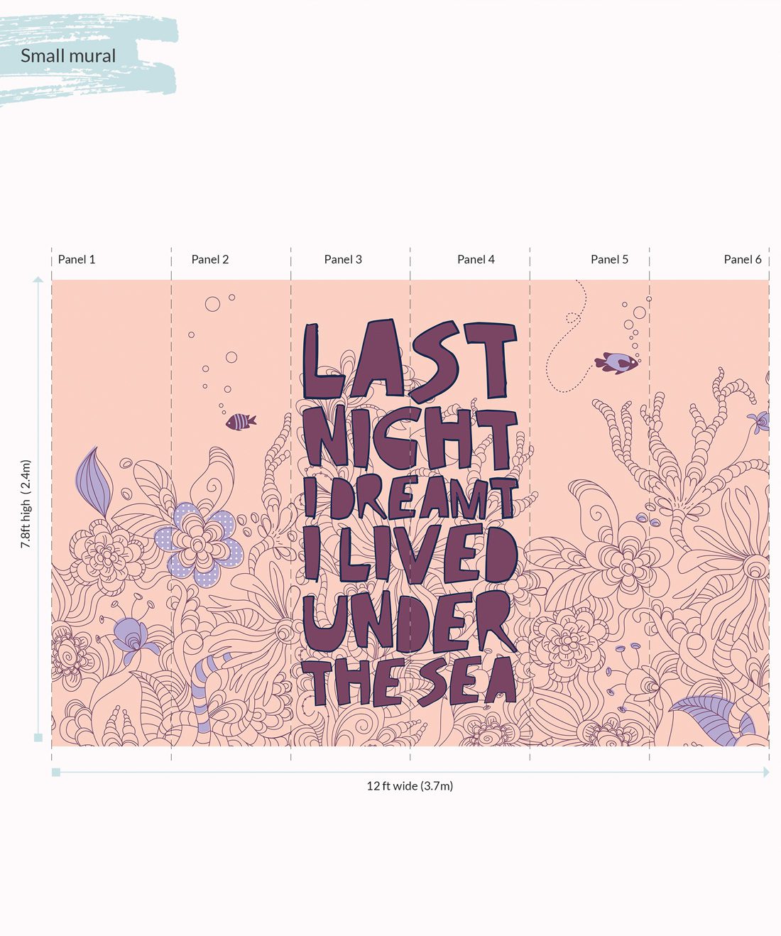 Under The Sea is a pink & purple wall mural
