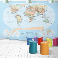 World Map Mural Modern