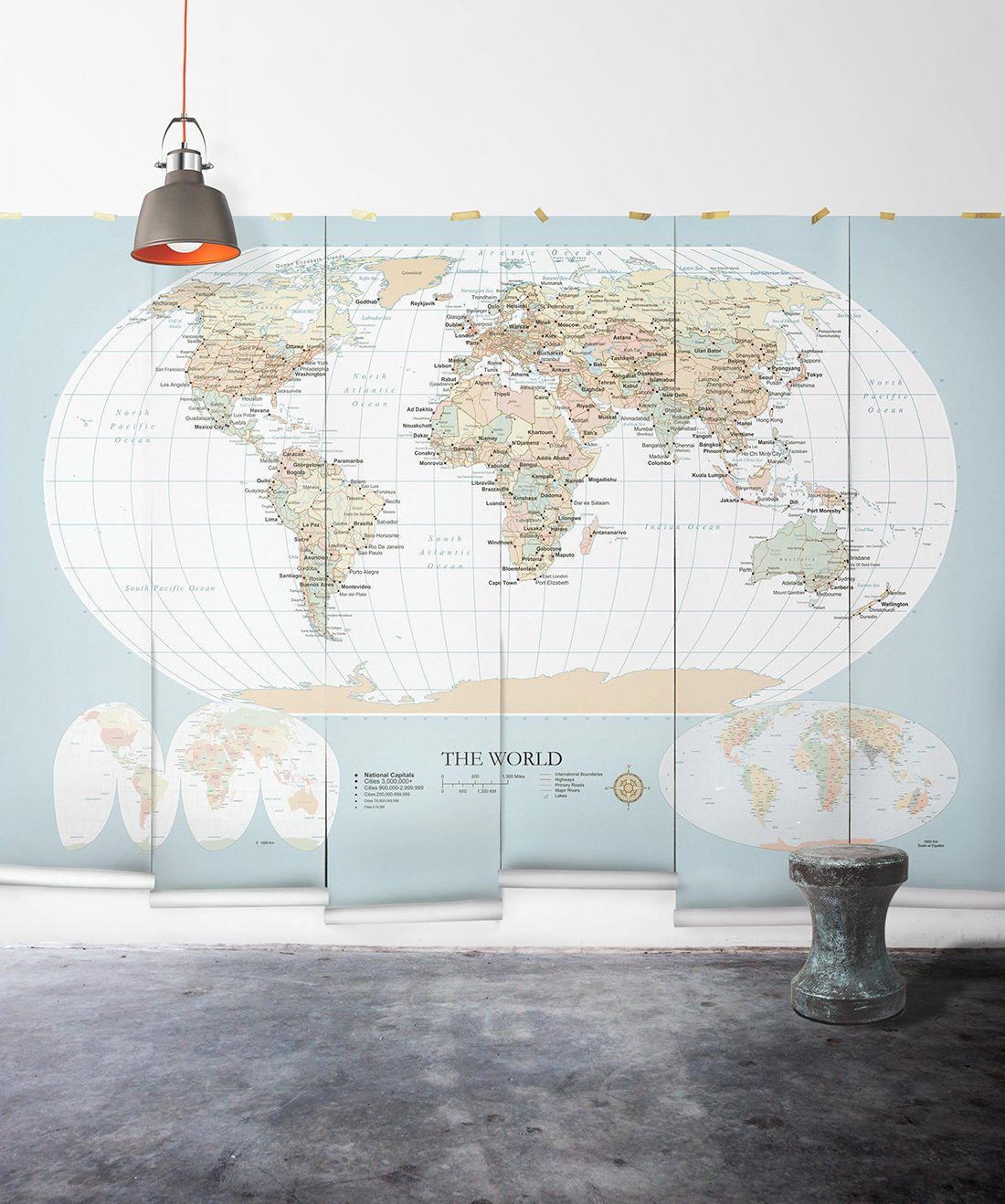 World Map Mural Vintage